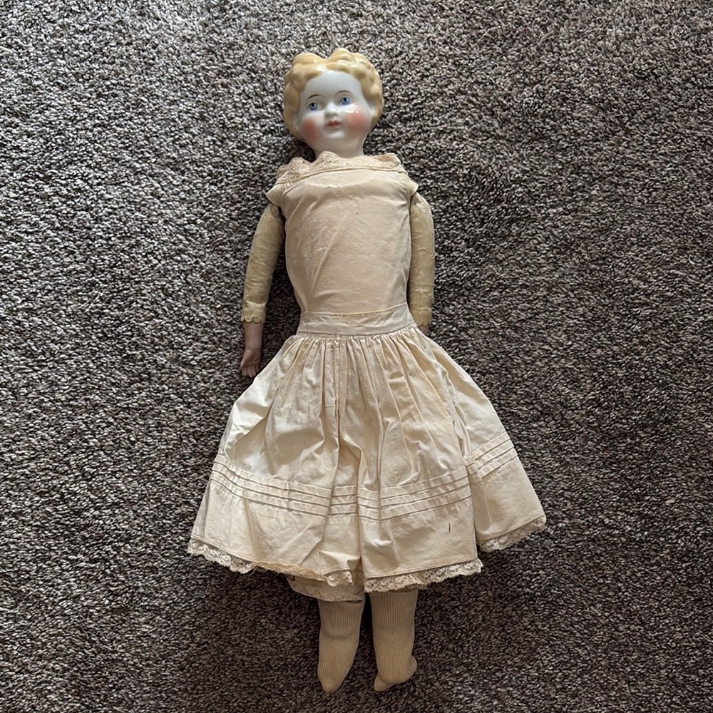 Cream Vintage Doll with Classic Accessories